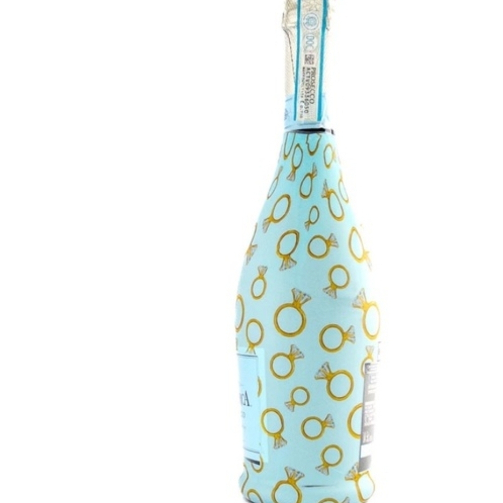 Blue Gold Ring Pattern Bottle Gift Wrap Sleeve